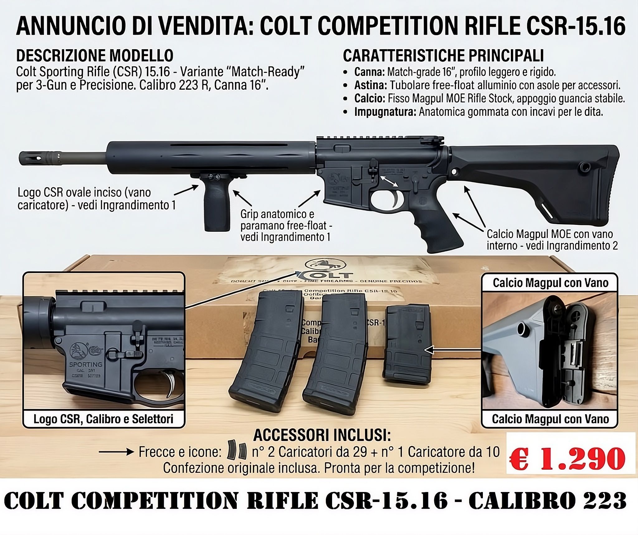 Colt Competition Rifle CSR-15.16 - Calibro 223 R